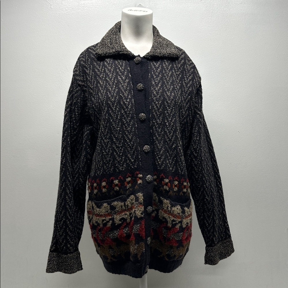 Jameson Heritage Centre Cardigan Sweater Knit Pure Wool Button Down Womens Large